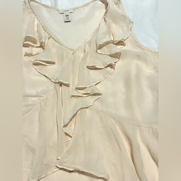 J. Crew Cream Peach Pale Pink Sleeveless Ruffle Front Lightweight Women’s Blouse - Picture 8 of 12